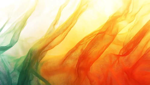 Translucent gradient fabric waves in warm and cool tones.