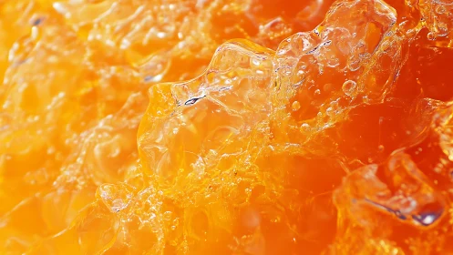 Glowing orange jelly macro captures luminous molten texture.