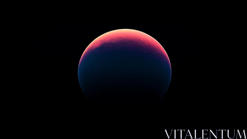 Terminator-lit exoplanet sphere with magenta atmospheric glow.