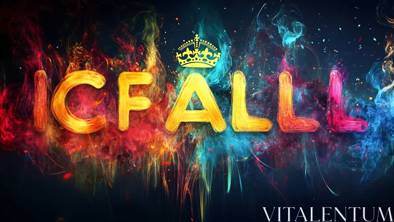 Chromatic IC FALL typography with crowned central emphasis.