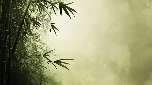 Digital rendering shows bamboo stems and leaves on misted field