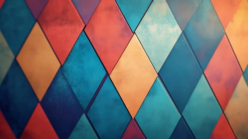 Harlequin diamonds sway in layered teal and ember rhythm