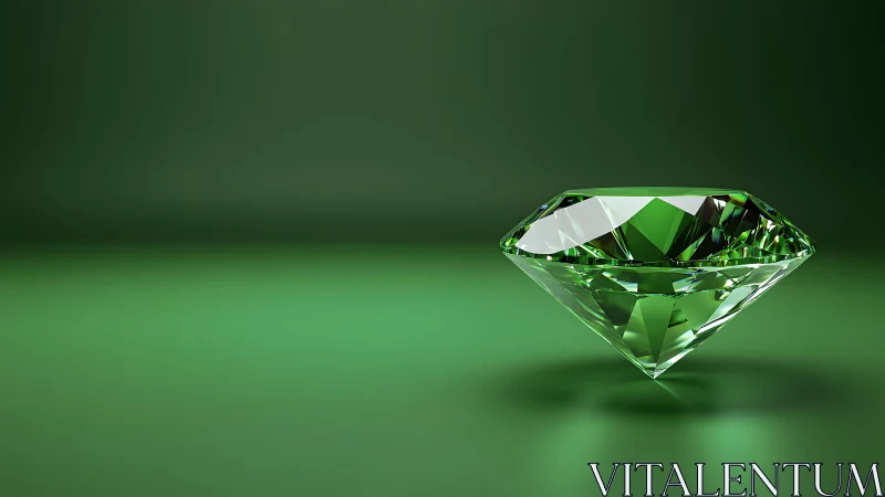 Brilliant Emerald-Cut Green Gemstone on Smooth Gradient Background. Brilliant Emerald-Cut Green Gemstone on Smooth Gradient Background.