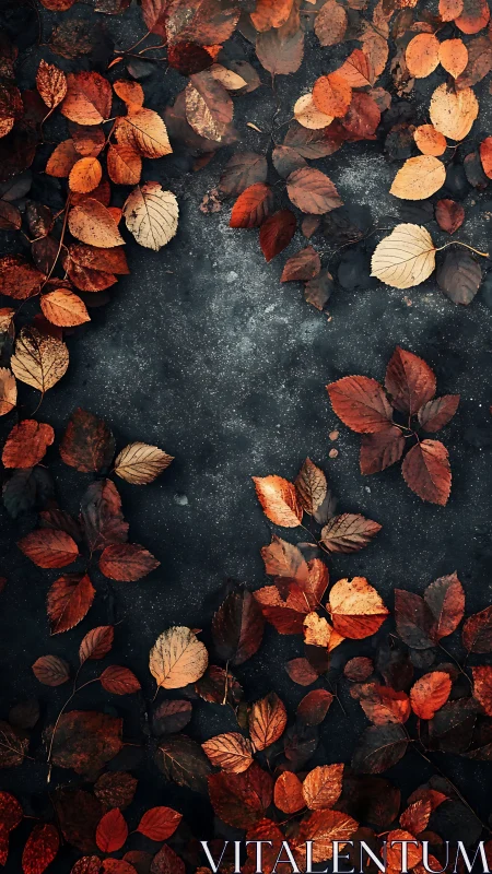 Autumn leaves circle a charcoal dusk of quiet wonder.