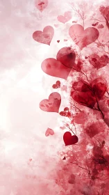 Romantic Hearts Dancing Through a Soft Pink Dream