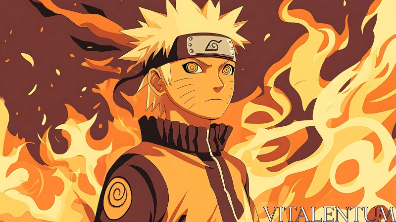 Blond ninja blazes forward in swirling foxfire chakra storm.