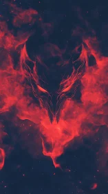 Infernal fox visage formed from swirling crimson smoke.