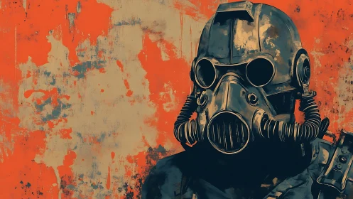 Rust kissed wasteland ranger in heavy respirator armor.