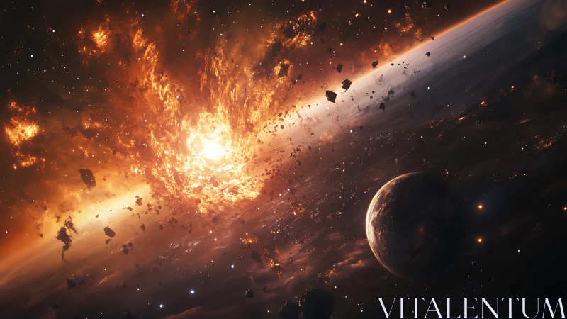 Digital rendering shows large-scale planetary fragmentation event