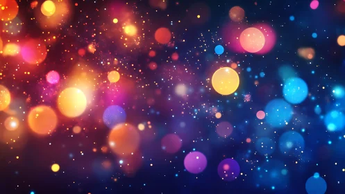 Colorful bokeh lights drifting across a dreamy night sky.