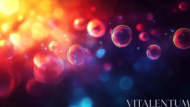 Glowing dreamlike bubbles drifting through neon twilight.