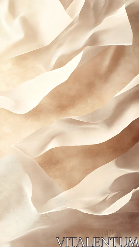 Soft ivory fabric waves float over warm textured ground