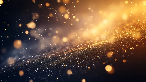 Bokeh particle field with luminous golden depth-of-focus gradients.