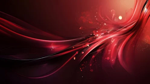 Abstract Red Wave Digital Art with Glowing Light Effects.