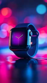 Neon-lit smartwatch quietly bends time in a chromatic glow