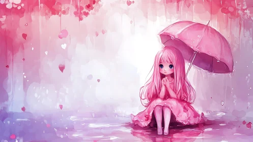 Softhearted rainwatcher under a strawberry milk sky.