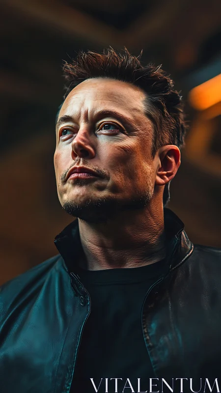 Dramatic low key portrait with shallow depth and directional rim light