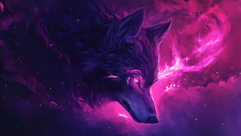 Neon spectral wolf profile in luminous nebula composition.