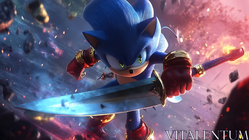 Speed-drenched warrior lunges forward with blazing blue blade