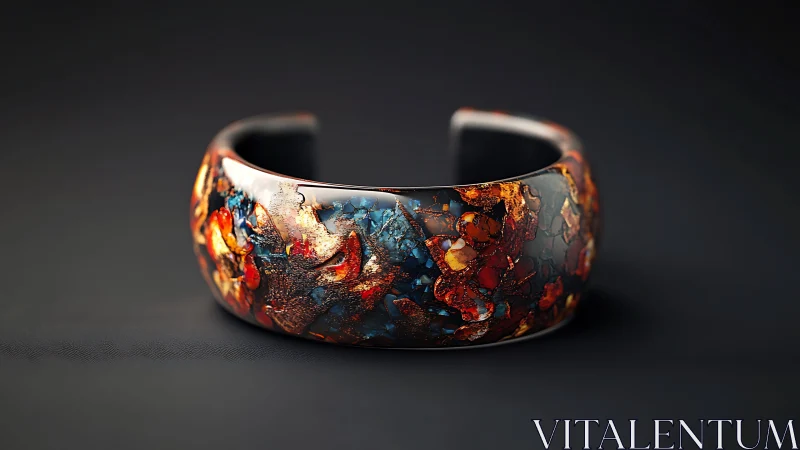 Molten mineral cuff bracelet with high-gloss enamel surface.