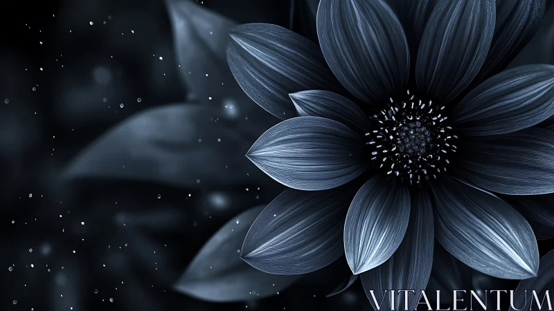 Midnight Bloom Suspended in Silvery Stardust.