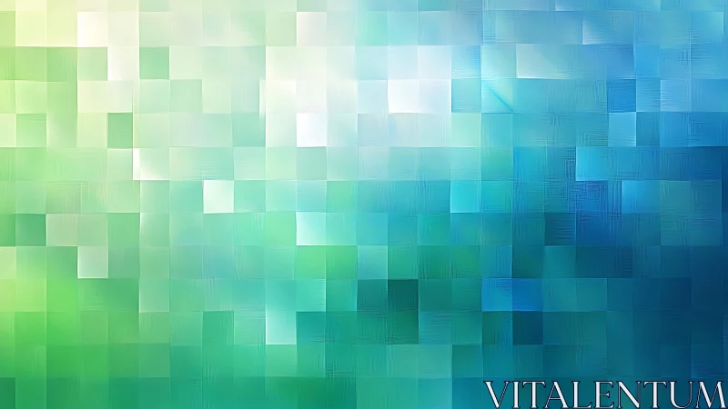 Soft Abstract Mosaic Pattern in Green and Blue Gradient Tones.