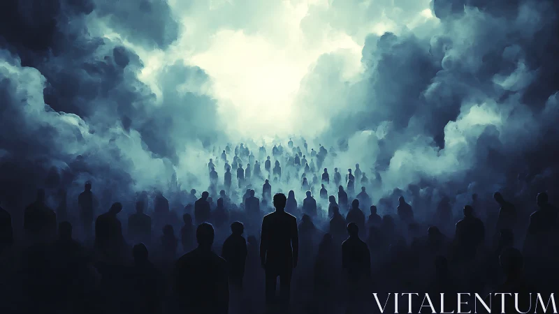 Gathering of shadows beneath a storm-lit awakening sky.