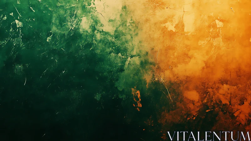 Textured green and orange gradient forms abstract border