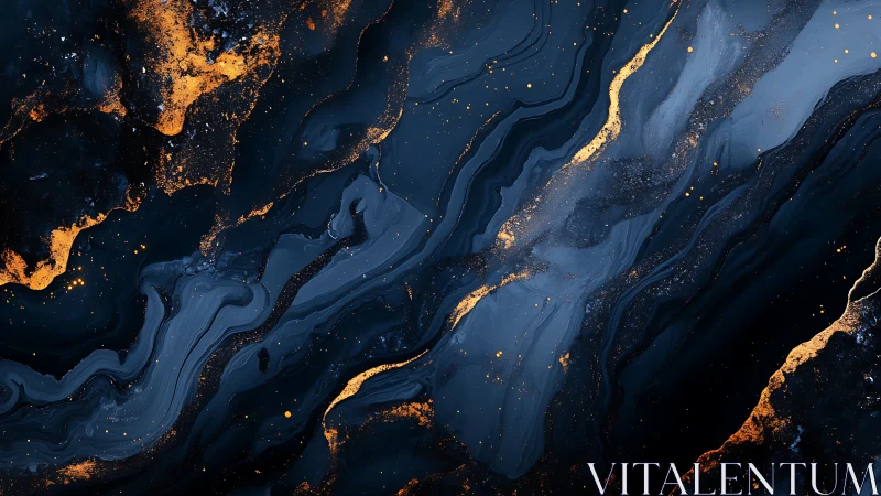 Celestial ink rivers streak through midnight stone and ember.