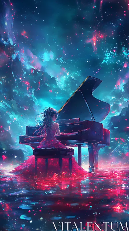 Starlit pianist lets color and music bloom across the night