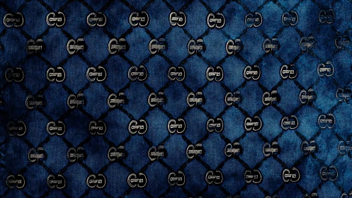 Geometric Tessellation Pattern: Quilted Surface with Metallic Emblem.