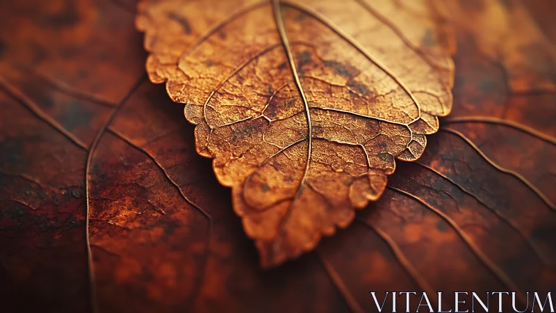Single dry leaf rendered in detailed macro close-up view