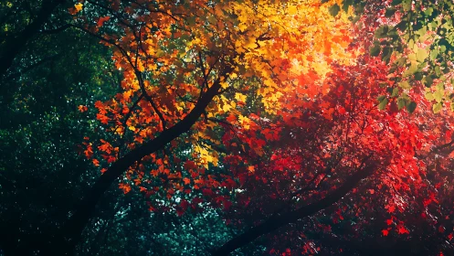 Spectral foliage gradient under oblique forest illumination.