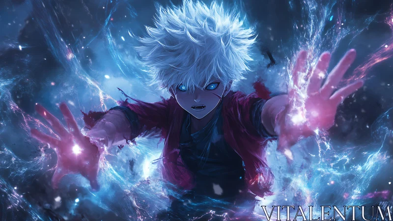 Storm-eyed mage hurls electric starlight through the void.