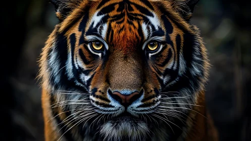 Tiger eyes lock in a fierce, mesmerizing jungle stare.
