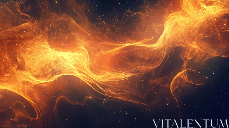 Flowing Energy Streams Against Dark Background with Particle Effects