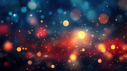 Colored light bokeh pattern on dark blurred background.