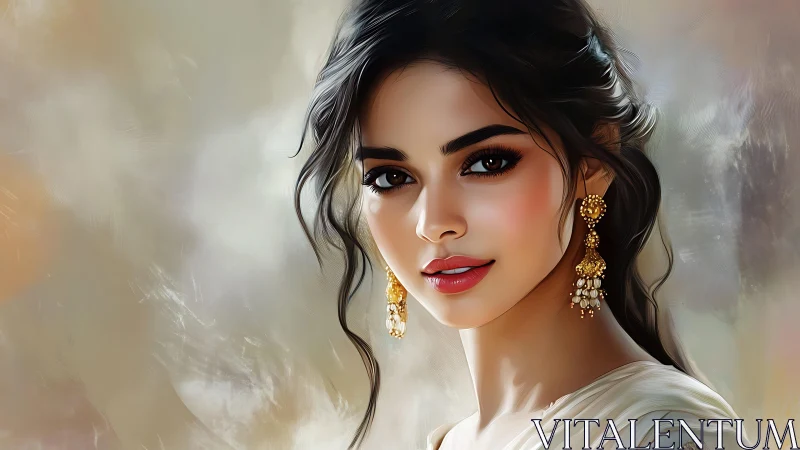 Digital portrait of elegant woman with luminous skin rendering