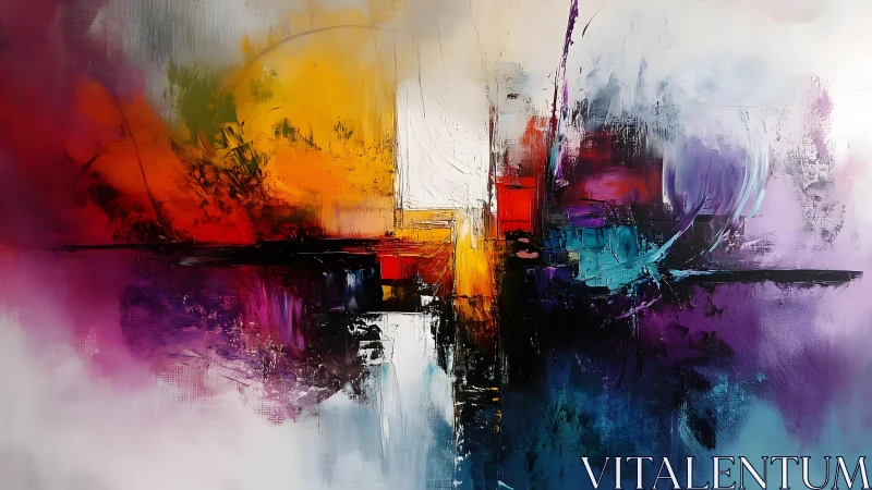 Abstract Colorful Cityscape in Modern Expressionist Style.