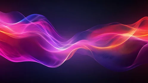 Vibrant neon light waves flow across a dark digital spectrum
