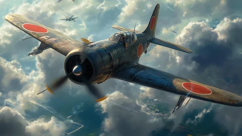 Storm-cutting warbird carves sunlit corridors through clouds