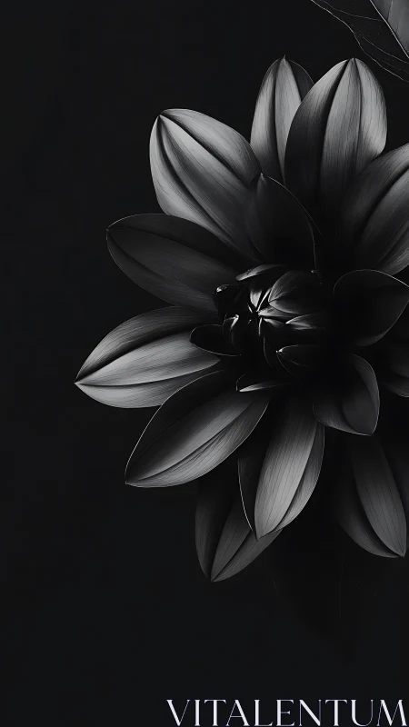 Monochrome Lotus Flower in Dramatic Darkness