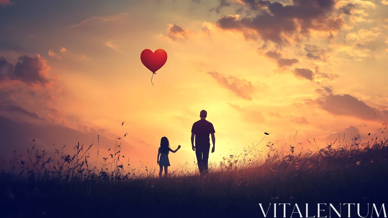 Heart Balloon Ascends Through Golden Hour Magic.