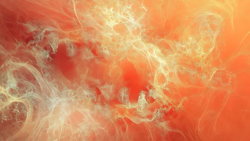 Energetic fractal nebula rendered in luminous orange vectors