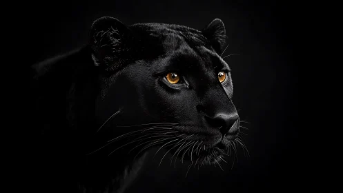 Golden-Eyed Panther Emerges From Midnight Shadows