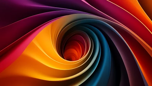 Radial chromatic vortex in layered abstract digital folds.