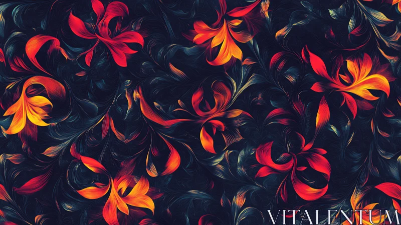 Glowing floral swirls dance gently across a midnight canvas