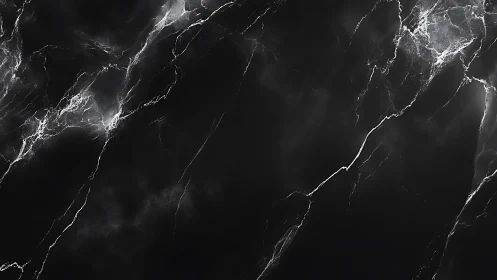 Elegant black marble veins with soft, luminous highlights.