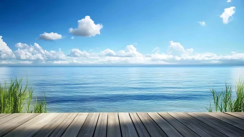 Minimalist seascape renders tranquil horizon in photoreal detail