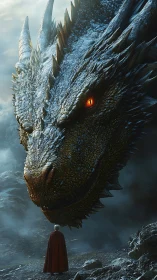 Colossal dragon head rendered with hyper-detailed scale topology